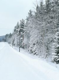 Snow covered landscape against sky