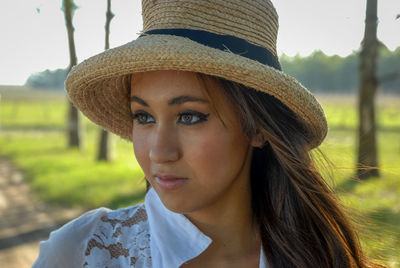 Close-up portrait of a beautiful young woman