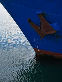 High angle view of boats moored in sea