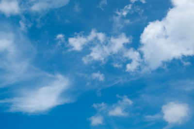 Low angle view of clouds in blue sky