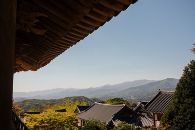 Scenic view of mountains against clear sky