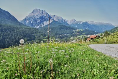 Scenic view of mountains against sky