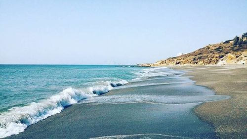 Scenic view of sea against clear sky