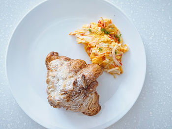 High angle view of food in plate