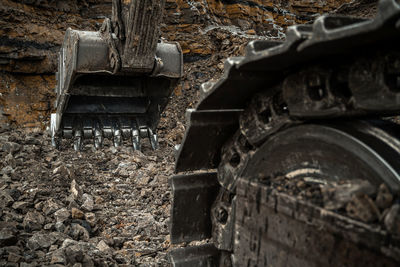 High angle view of abandoned car