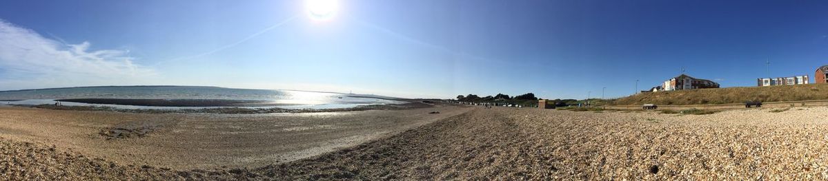 Panoramic view of beach against clear sky