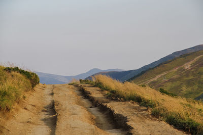 Scenic view of mountains against clear sky