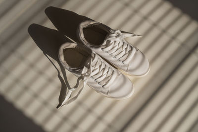 High angle view of shoes on table