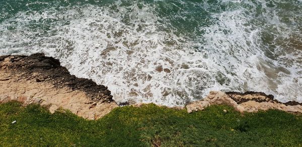 High angle view of sea shore