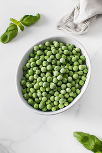 High angle view of food in bowl on table