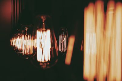 Close-up of illuminated light bulb