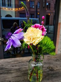 Close-up of flowers in vase on table