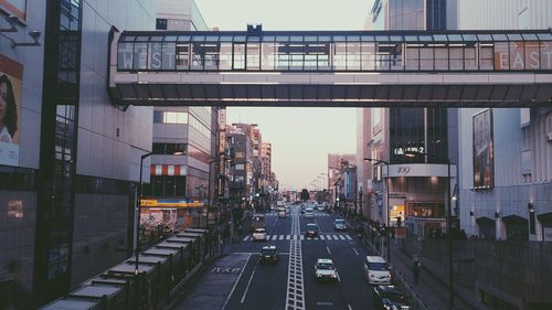 Railroad tracks in city