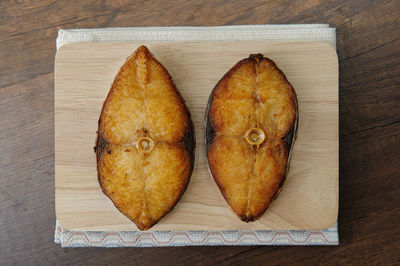 Directly above shot of bread on table