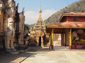 Exterior of temple against building