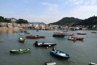 View of boats in harbor