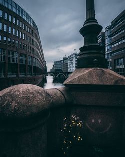 Low angle view of buildings against sky in city