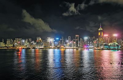 Colorful night views at victoria harbor, hk