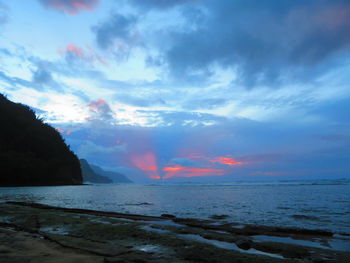 Scenic view of sea against sky during sunset