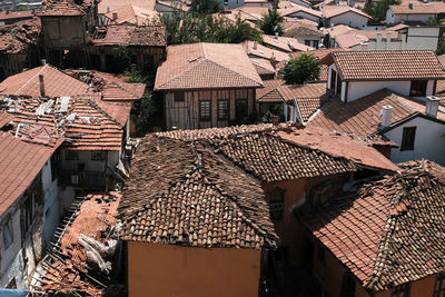 High angle view of old houses in city in ankara