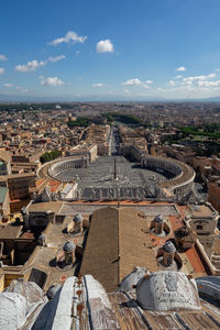 High angle view of buildings in city