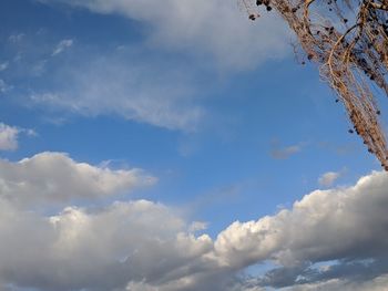 Low angle view of clouds in blue sky