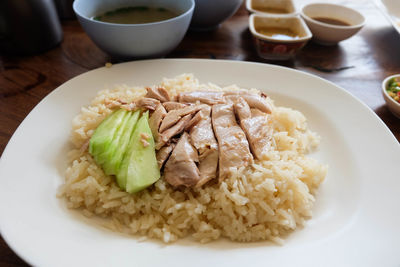 High angle view of meal served in plate