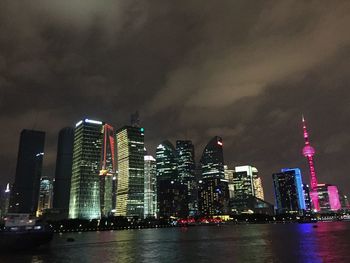 Illuminated cityscape at night