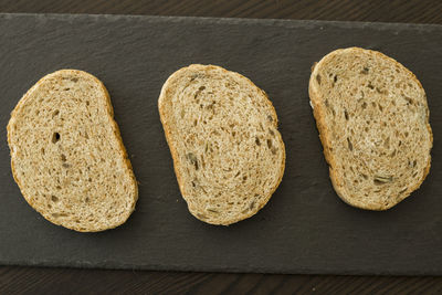 High angle view of bread on table