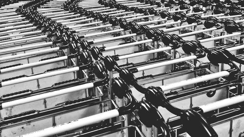 Full frame shot of luggage carts at airport