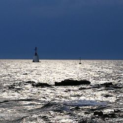 Scenic view of sea against clear sky