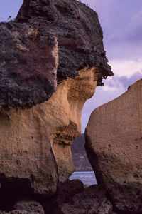 Low angle view of rock formations