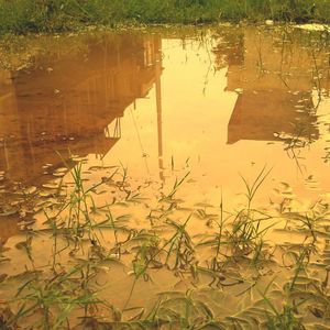 Reflection of building on lake