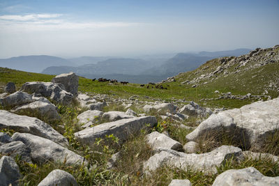 Scenic view of rocky mountains against sky