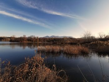 Scenic view of lake against sky