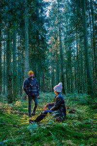 Man and woman in forest