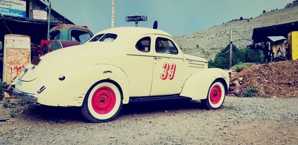 Vintage car on road