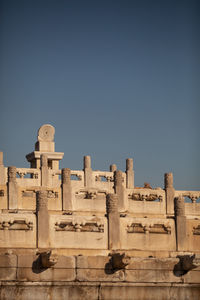 Low angle view of historical building against clear sky