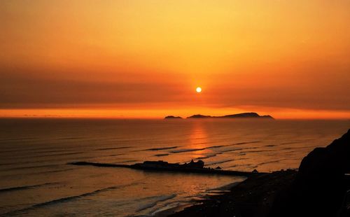 Scenic view of sea at sunset