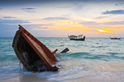 Scenic view of sea against sky during sunset