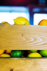 Close-up of yellow table