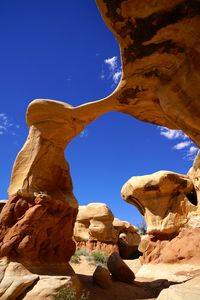 Low angle view of rock formations