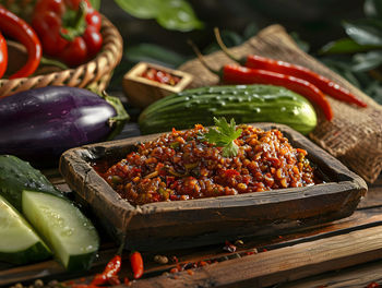 Close-up of food on table