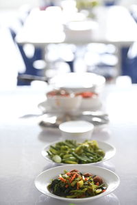 Close-up of meal served on table