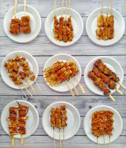 High angle view of food on table