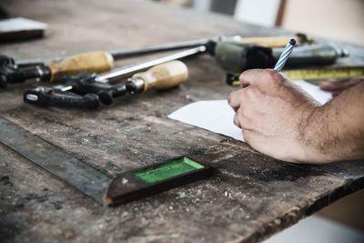 Man working on table