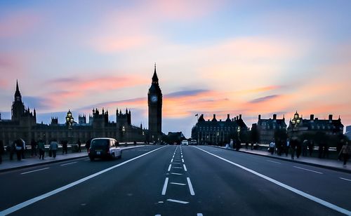 Big ben against sky during sunset in city