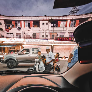 People on street in city