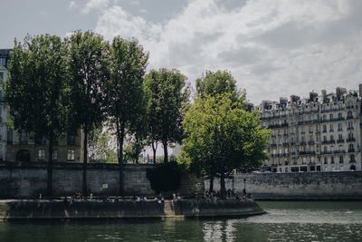 Trees in front of historical building