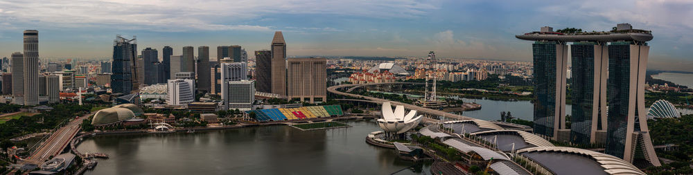 Panoramic view of cityscape against sky